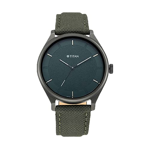 Titan Workwear Green Dial Analog Leather Strap Watch for Men-NS1802NL02/NT1802NL02
