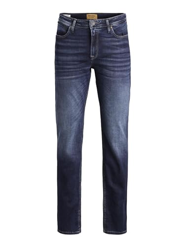 JACK & JONES Jeans Regular Fit Denim Stone Washed Mid Waist mit Heller Naht JJICLARK JJORIGINAL, Farben:Blau,Größe Jeans:W34 L32,Z - Länge L30/32/34/36/38:L32