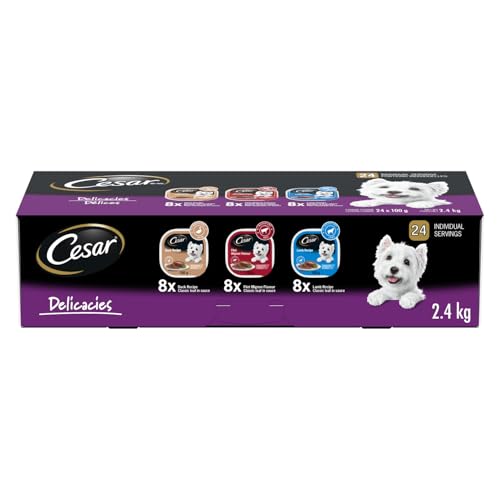 CESAR Classic Loaf in Sauce Adult Wet Dog Food Delicacies Variety Pack, 24x100g Trays