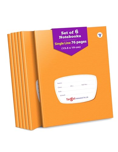 Target Publications Single Line Notebook | Small Single Line Copy | 72 Ruled Pages | Hard Brown Cover Book | 15.5 Cm X 19 Cm Approx | For School, College And Office Use | Pack Of 6 Books | Gsm 60