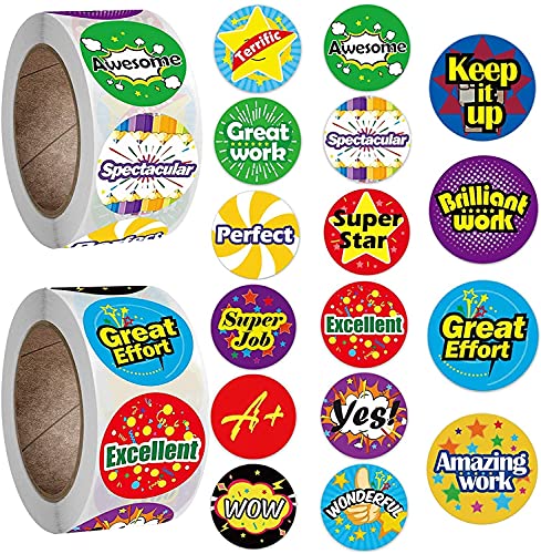 1000 PCS Reward Stickers for Teachers, School Stickers for Kids in 16 Designs, Motivational Stickers Teacher Supplies Training Stickers for Children Student Classroom