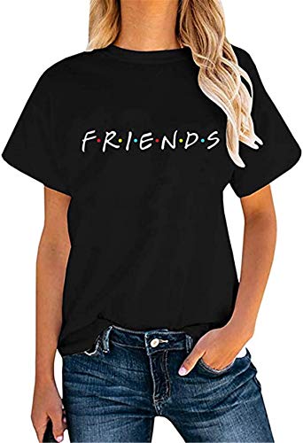 ALAPUSA Friend TV Show Shirt Women's Casual Graphic Tees Tops Black XL
