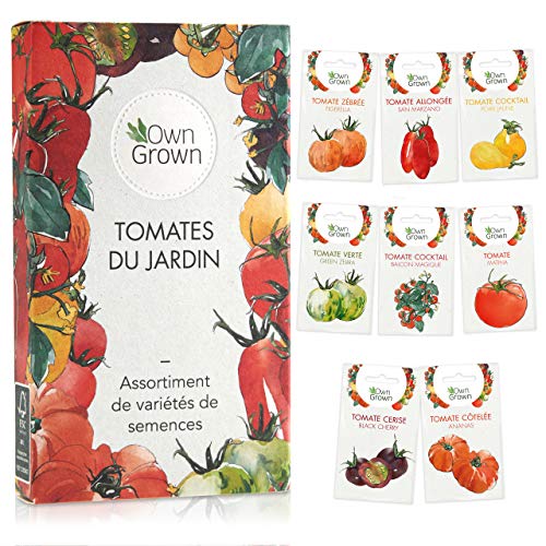 Kit de graines de tomates: lot de 8 variétés de semences de tomate pour le jardin et le potager intérieur - Variétés aromatiques et anciennes à semer - Qualité supérieure de OwnGrown
