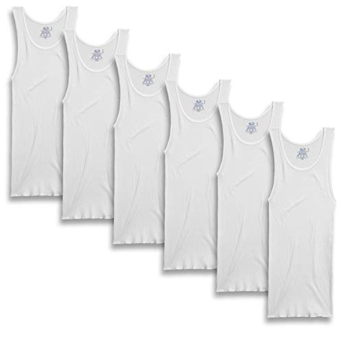 Fruit of the Loom Mens 6PK White A-Shirt, Size Large