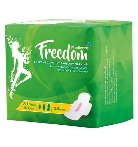 GREEN ORGANICS Modicare Freedom Sanitary Napkin-X-Large 320 Mm(15 Pads) Pack Of 2