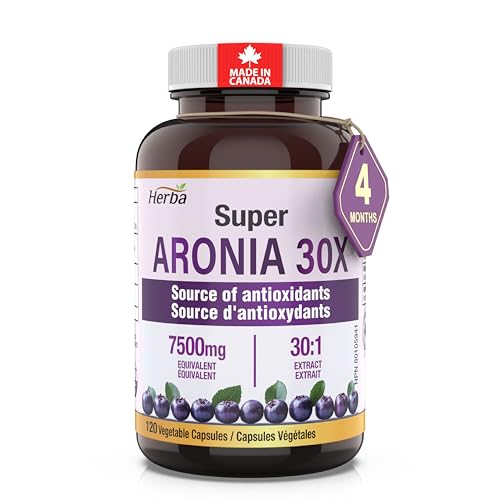 Herba Aronia Berry Extract – 120 Capsules | 7,500mg Equivalent Per Capsule - 30:1 Extract | Black Chokeberry Supplement | 100% Natural Aronia Berry Powder in Vegetable Capsule | Made in Canada
