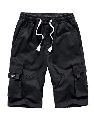 APTRO Men's Cargo Shorts Relaxed Fit Multi-Pockets Casual Cotton Cargo Short MC01 Black 1X