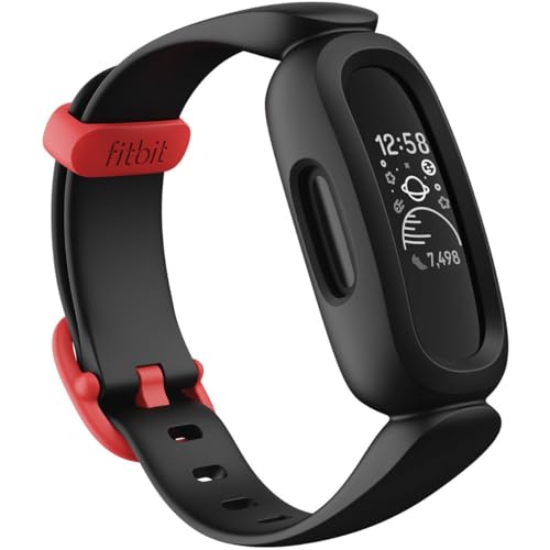 Google Fitbit Ace 3 Activity Tracker for Kids 6+, Black/Racer Red, One Size