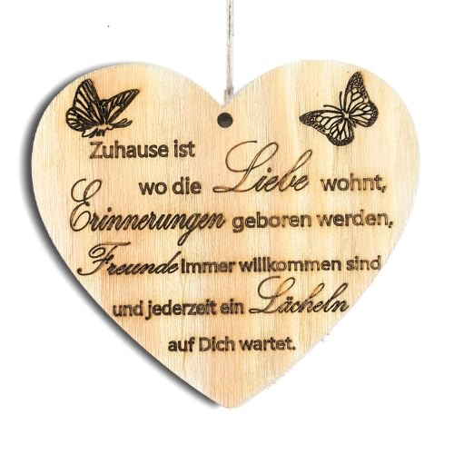 Pet-Jos Holzherz Herz Schild Dekoschild Holzschild 10 x 10 cm Geschenk für die Familie Spruch Geschenk Holz Geschenk EIN Geschenk für die Familie
