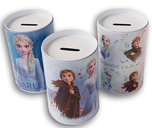 Set of Three Princess Elsa and Anna Coin Banks for Kids and Saving Money - 4 x 6 Inches