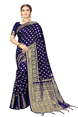 Nivah Fashion Women's Kanjivaram Banarasi Art Silk Saree with Blouse Piece (Blue)