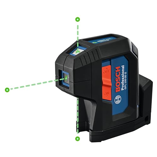 Bosch Gpl100-30G 125Ft Green 3-Point Self-Leveling Laser with Visimax Technology and Integrated 360° Multipurpose Mount