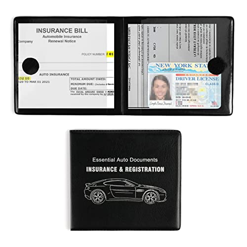 UYYE Car Registration and Insurance Card Holder, Vehicle Glove Box Car Organizer, Interior Car Accessories for Documents, Cards, License - 2 Pack