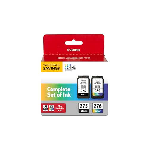Canon PG-275 / CL-276 Genuine Ink Value Pack (2 Cartridges), Compatible with TS3520/3522/4722/3720/3722, TR4720