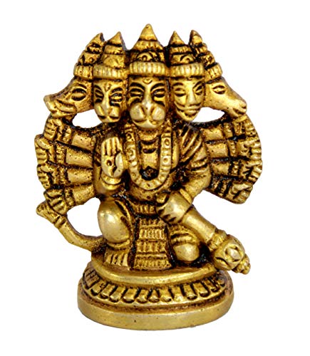 eSplanade Messing Panchmukhi Hanuman Anjaneya Pavan Putra Bajrangbali Idol Murti Moorti Statue Skulptur (6,3 cm - 2.5" Zoll) - Brass Pooja Idols