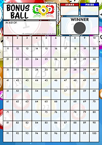 Totally Bonkers - Bonus Ball Fundraising Scratch Cards - 100 Square - A4 (297x210mm) - 5 Pack - TB0074 - Blind Card