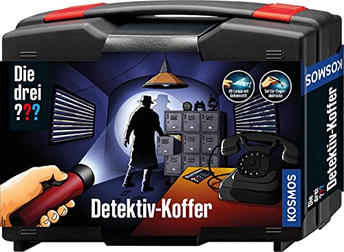Kosmos Die DREI ??? Detektivkoffer, Detektiv Spielzeug Set für Kinder ab 8 Jahre mit Fingerabdruck-Pulver, wichtige Utensilien und Profitipps zur Ermittlung, Wit