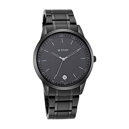 Titan Men's Timeless Style Analog Watch: Refined Black Dial and Metal Strap-1806NM01/NT1806NM01