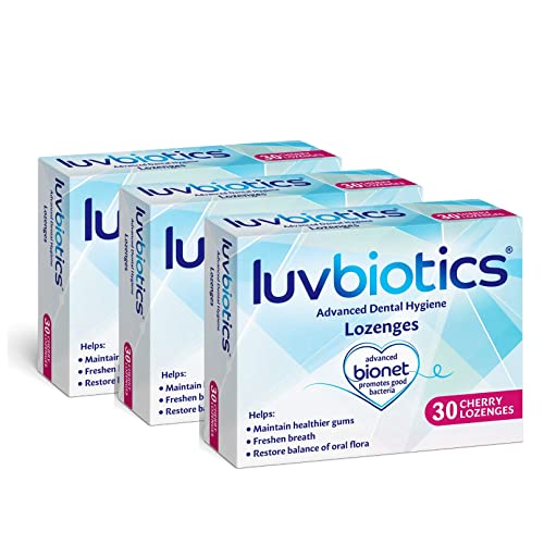 Luv Biotics Sugar Free Cherry Lozenges with Oral Probiotics, Xylitol & Aloe Vera - 3 x 30 Lozenges