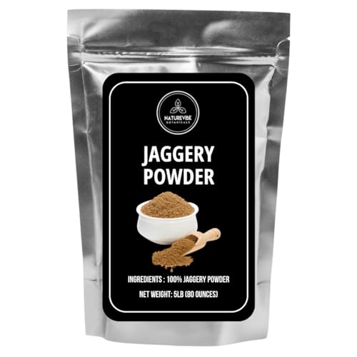 Naturevibe Botanicals Jaggery Powder, 5lbs | Pure and Raw Jaggery | Can be used as a Sweetener | Bulk Bag 80 Ounces