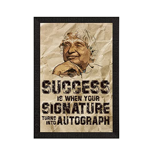 eCraftIndia "Success is When Your Signature Turns Into Autograph A. P. J. Abdul Kalam Motivational Quote Digital Printed Wall Art for Living Room, Study Room, Home, Office Decor