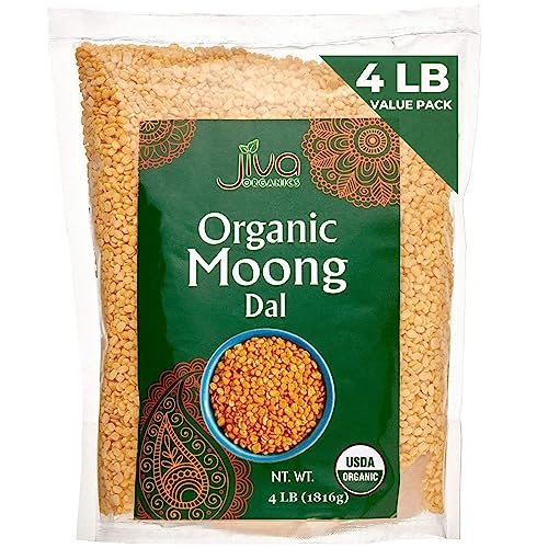 Jiva USDA Organic Moong Dal Yellow - 4 Pound (Split Mung Beans Washed)