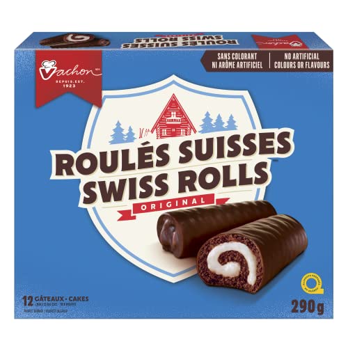 VACHON Original Swiss Rolls with Creamy Filling and Rich Chocolatey Coating, Cake Snacks, Contains 12 Cakes, (Twin Wrapped), 290 Gram