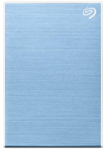 Seagate One Touch 2TB External HDD with Password Protection – Light Blue, for Windows and Mac, with 3 yr Data Recovery Services, and 6 Months Mylio Create Plan and Dropbox Backup Plan (STKY2000402)