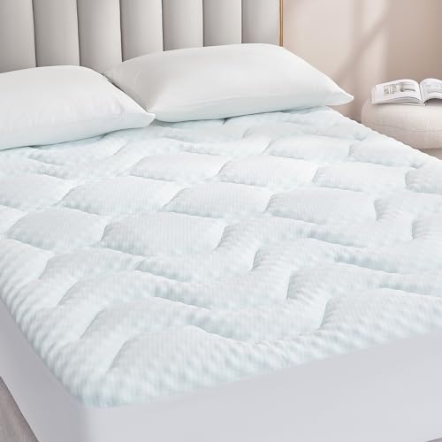 EHEYCIGA Surmatelas 180 x 200 Memoire de Forme, Fibre de Rafraichissant sur Matelas 2 Personnes 180x200 avec Poche Extra Profonde, Blanc
