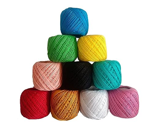 Homeistic Applience Crochet Cotton Tatting Thread Yarn For Knitting And Craft Making Combo 35 To 40 M Approximate And Crosia Thread Size Is 1 Mm (Multicolor, Pack Of 10), 230 Gram