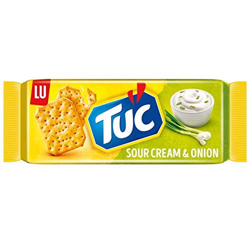 TUC Sour Cream & Onion 1 x 100g I Salzgebäck Einzelpackung I Knabbergebäck mit Sauerrahm-Zwiebel-Geschmack I Fein gesalzene Snack-Cracker