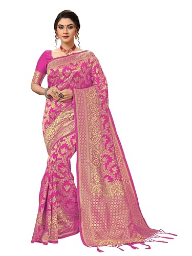Nivah Fashion Women's Banarasi Art Silk Saree with Blouse Piece(NH.S13-Pink)