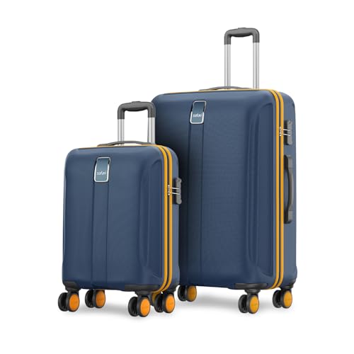 Safari Thorium Neo 8 Wheels 55 and 66 Cm Small and Medium Trolley Bags Hard Case Polycarbonate 360 Degree Wheeling System Luggage, Trolley Bags for Travel Set of 2, Suitcase for Travel, Graphite Blue