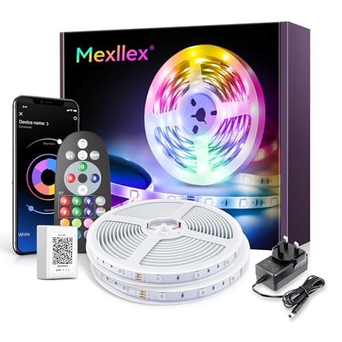 LED Strip Lights with Remote 20m, Mexllex Bluetooth RGB Color Changing LED Lights with Remote Control,Timing Function, Music Sync LED Lights for Bedroom Home Decoration LED Light Strips