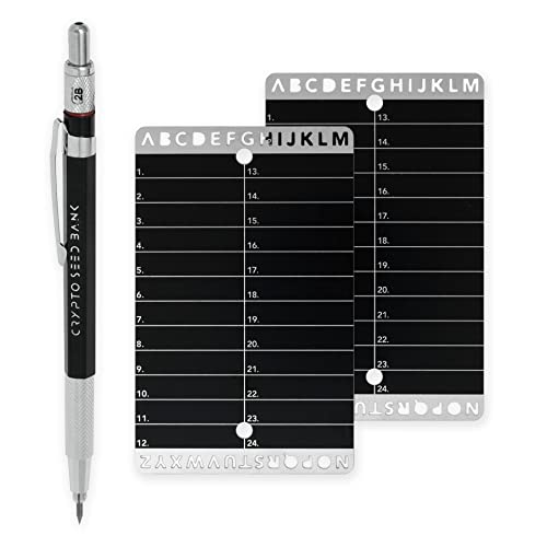 Crypto Seed Bank - Crypto Wallet Steel - Precise Engraving for Bitcoin Storage - Two 24 Word Crypto Seed Recovery Key Cards - Tough Cold Wallet Crypto Backup