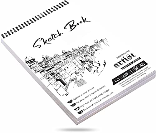 Variety Canvas 50 Sheet A5 Sketchbook Set | Top Spiral-Bound Sketchpad for Artists | Sketching and Drawing Acid Free Paper, for Doodling | Artist Oxfort Sketch Book (WHITE)