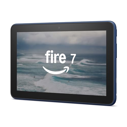 Amazon Fire 7 tablet (newest model), 7” display, read and watch, under $60 with 10-hour battery life, 16 GB, Denim