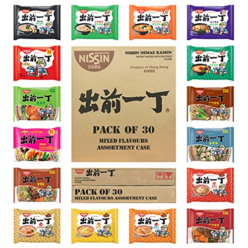 Nissin Demae Ramen Instant Noodles, Tonkotsu, Chicken, Beef, Satay, Seafood, Sesame [Case of 30 | Customised Assorted Flavours], by WaNaHong