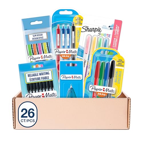 Paper Mate & Sharpie Pens Set | Stationery Supplies | Ballpoint Pens, Highlighters, Mechanical Pencils & Correction Tape | Perfect for School & Office | 26 Count