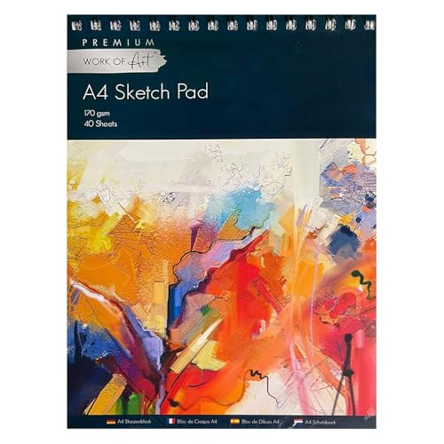 1ABOVE Artists pad, Spiral Bound Sketch Pad Sketch Paper for Artists. Ideal for The Studio, School Or at Home - 170gsm Cartridge Paper (A4)