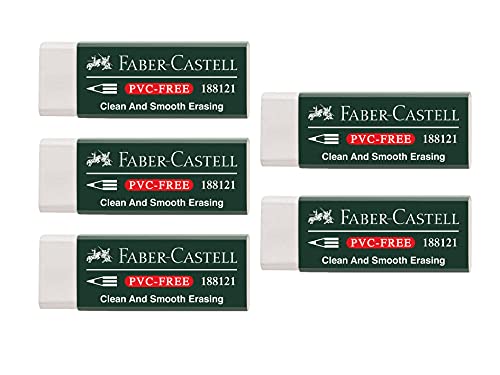 FABER-CASTELL 205002 - Radierer 188121, PVC-Free, Kunststoff, weiß, 5 Stück