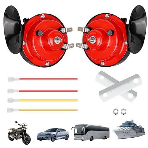 Kikuo 2 Pcs Snail Horn, Super Loud Train Horn For Truck Train Boat Car Air Electric, Abs Raw Materials, Easy to Install, Manganese Steel Castanets to Ensure Sound Quality, High Temperature Resistance
