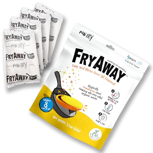 FryAway Pan Fry Cooking Oil Solidifier, As Seen on Shark Tank, Solidifies 8 Cups of Oil - Plant-Based Powder, Liquid Oil Turns Hard, Mess-Free Cleanup and Disposal - Easy to Use, Made in USA, Kosher