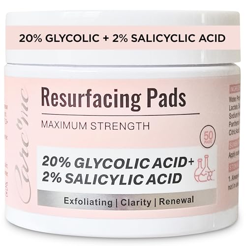 Glycolic Acid 20% & Salicylic Acid 2% Exfoliating Pads (50 Count)-HSA FSA Eligible Peel Wipes for Facial Cleansing, Resurfacing, Brightening, Blemish Control, Revealing Clear, Radiant, Youthful Skin