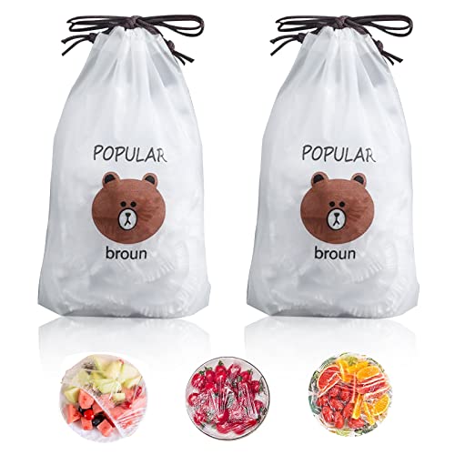 Gtwinsone 200 Stück Frischhaltebeutel Elastische Abdeckhauben für Lebensmittel Wiederverwendbar Wasserdichte Einweg Duschhaube Dichtungsbeutel Lebensmittelabdeckung