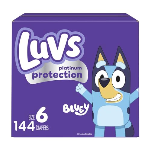 Luvs Diapers - Size 6, 144 Count, Bluey Platinum Protection Baby Diaper