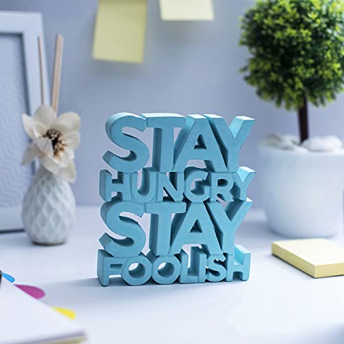 NUKKAD TALES Stay Hungry Stay Foolish Blue Aesthetic Table Decor, Home Study Desk Or Office Table. Quirky Room Alphabet Decoration Showpiece, Birthdays And Corporate Gifting.,15.2 X 2.5 cm