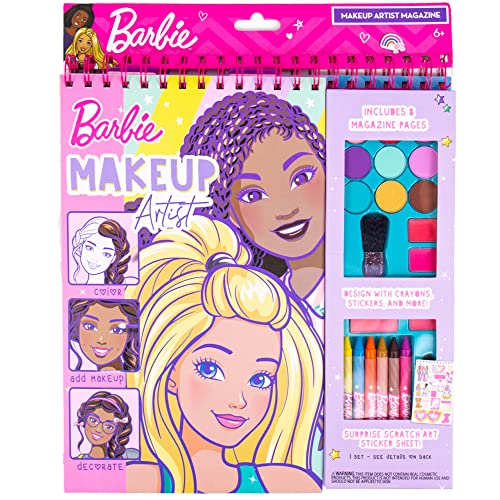 Barbie Makeup Artist Magazine, Create Your Own Hair & Makeup Looks Using Stencils, Stickers, Crayons, Pretend Makeup, Barbie Toys, Barbie Craft Kits, Drawing Kit, 6 Year Old Girl Birthday Gift