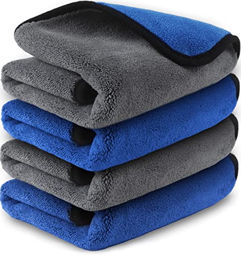 Airlab Microfiber Car Drying Towels 800GSM Thick Plush Cleaning Cloths Auto Detailing Quick Dry Wash Cloth for Interior & Exterior Lint Free, Streak Free, 40 x 40 cm, 4 Pack