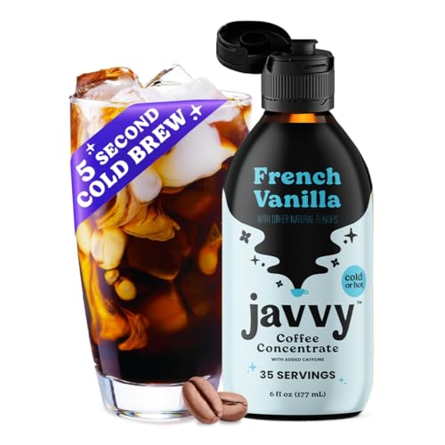 Javvy Coffee Concentrate - Cold Brew Coffee, Perfect for Hot or Iced Instant Coffees, Hot Drinks, Cold Brew Concentrate, 35 Servings - French Vanilla